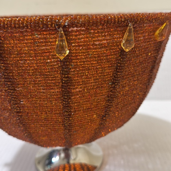 HOLIDAY SALE 🔥🔥 NEW Orange Beads Large Fruit Basket Or Home Decor 8” Height - Picture 3 of 8